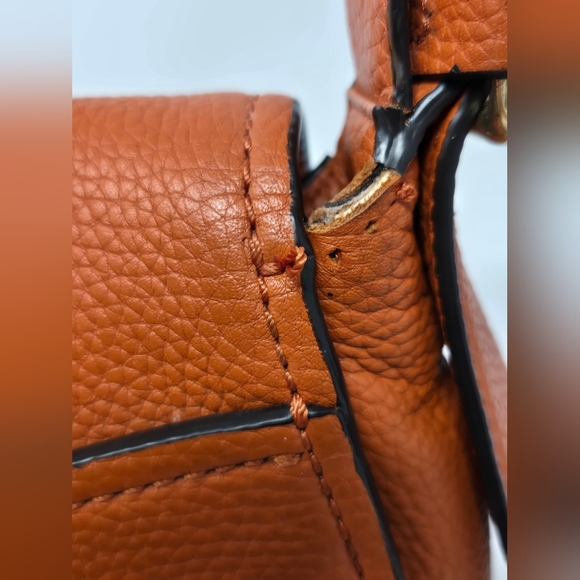MICHAEL KORS MAXINE LEATHER SADDLE BAG CROSSBODY PURSE BURNT ORANGE WOMEN *FLAW* - Picture 9 of 15